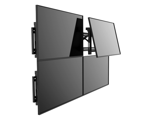 Este impresionante sistema de montaje de muros multivIdeo permite el uso de varias pantallas.