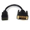 8in HDMI® to DVI-D Video Cable Adapter - HDMI Female to DVI Male