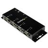 4 Port USB to DB9 RS232 Serial Adapter Hub – Industrial DIN Rail and Wall Mountable