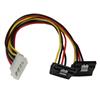 12in LP4 to 2x Right Angle Latching SATA Power Y Cable Splitter - 4 Pin Molex to Dual SATA
