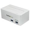 USB 3.0 SATA Hard Drive Docking Station SSD / HDD with integrated Fast Charge USB Hub and UASP support - White