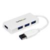 Portable 4 Port SuperSpeed Mini USB 3.0 Hub - White