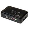 2 Port Black USB KVM Switch Kit with Audio and Cables