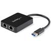 Carte Adaptateur Réseau NIC Externe USB 3.0 vers 2 Ports Ethernet RJ45 et 1 Port USB Pass-Through