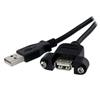 1 ft Panel Mount USB Cable A to A - F/M