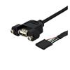 1 ft Panel Mount USB Cable - USB A to Motherboard Header Cable F/F