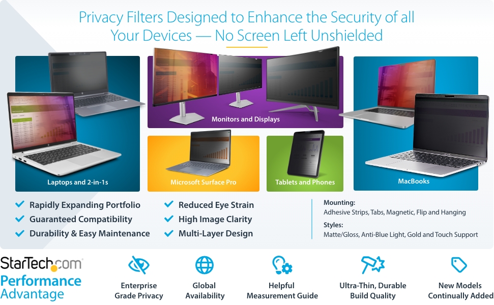 Privacy Filters Designed to Enhance the Security of all Your Devices - No Screen Left Unshielded