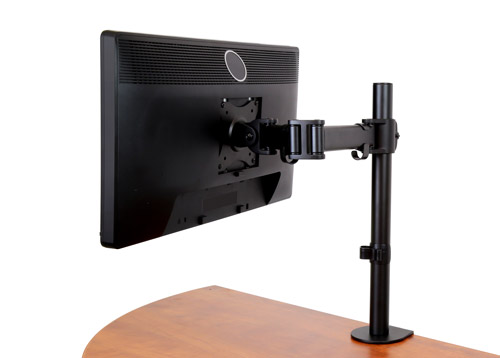 StarTech.com Single Monitor Desk Mount, Adjustable Monitor VESA Mount 34  (17.6lb/8kg) Display, Ergonomic Pole Mount Arm, C-Clamp/Grommet - VESA 75x75/100x100mm  compatible heavy-duty single monitor desk mount for a large 32in (16:9) or