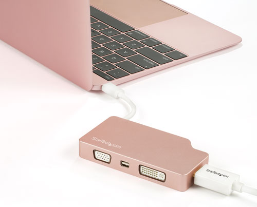 The multiport adapter used to connect a MacBook to an external display