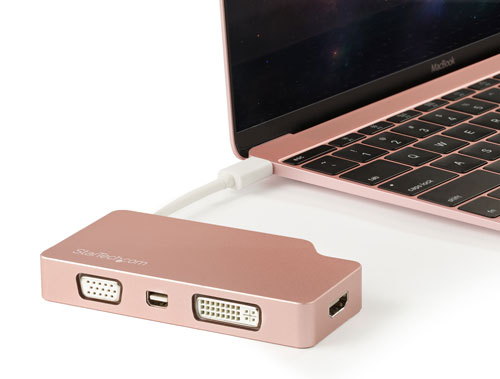 The multiport adapter connected to a MacBook