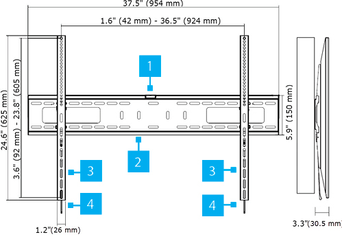 Dibujo tEcnico del soporte para TV 