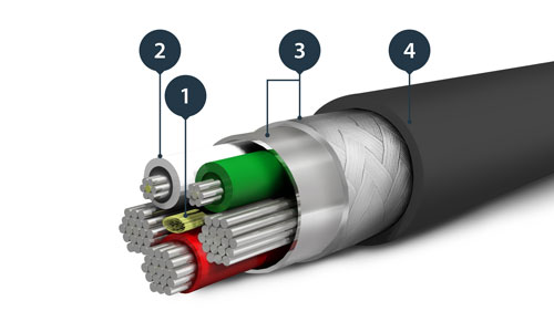 Grafica che mostra la struttura interna del cavo Lightning