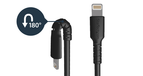 Lightning cable bending at a 180 degree angle