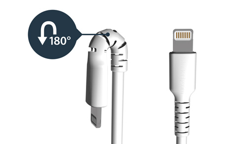 Lightning cable bending at a 180 degree angle