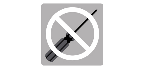 Diagram for tool-less design with a no-symbol over a screwdriver