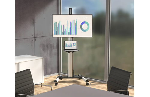 Este carrito portátil para TV facilita compartir equipos audiovisuales entre diferentes habitaciones.