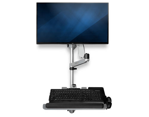 The compact wall mounted computer workstation is ideal for space limited areas