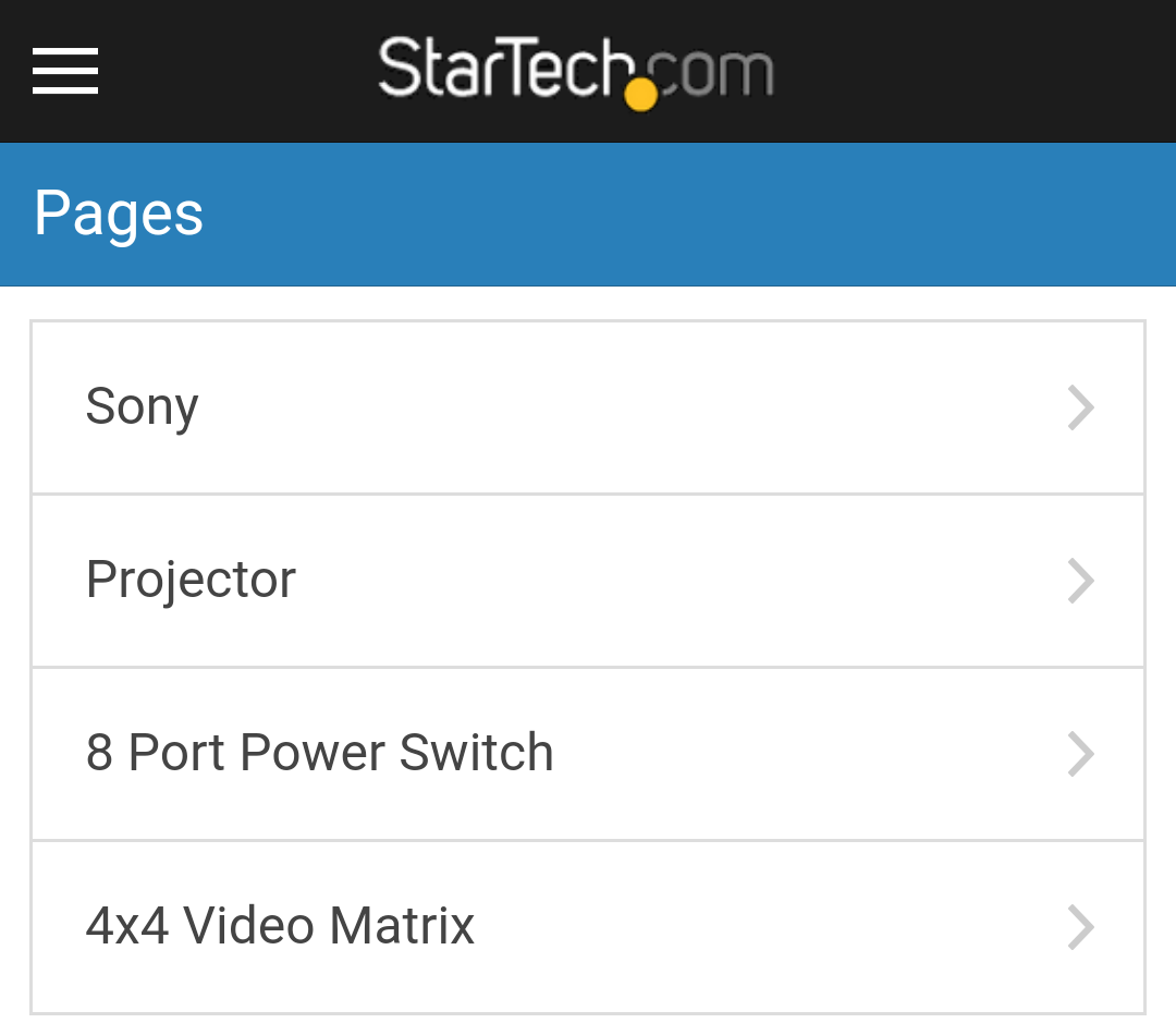 Example photo that shows a list of pages that were created using the application