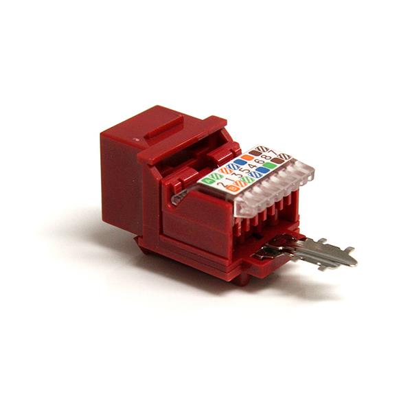 Tool-Less StarTech KEYSTONE2RD Cat5e Modular Keystone Jack Red