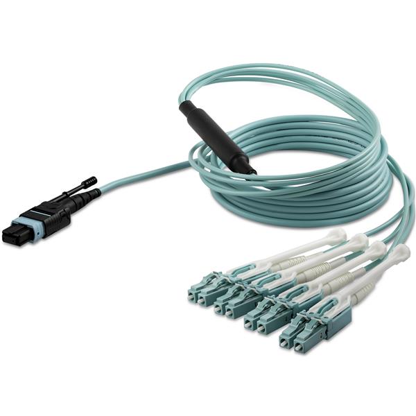 OM3 Multimode Pull Tab MPO//MTP Connector StarTech.com MTP to LC Breakout Cable Plenum Fiber Optic Cable MPO8LCPL2M 6 ft // 2m 40Gb