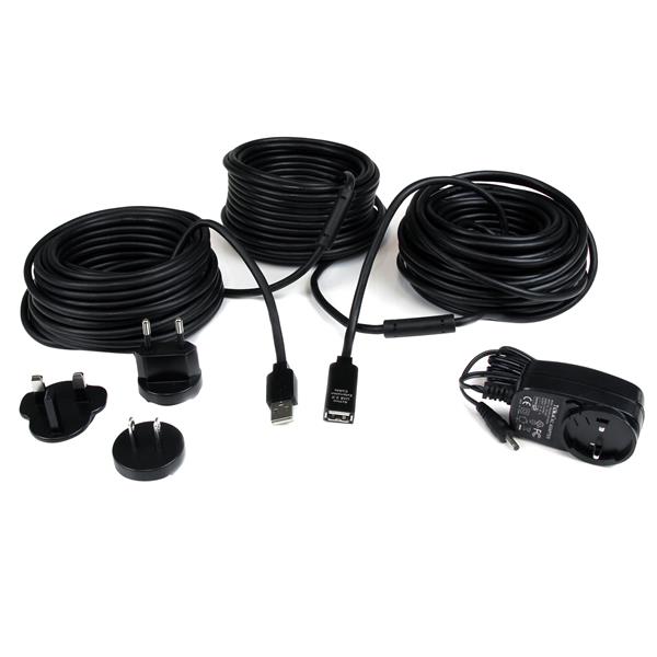 M StarTech.com 10m USB 2.0 Active Extension Cable M//F 10 meter USB 2.0 Repeater // Extender Cable USB A F to USB A USB2AAEXT10M 3 ft 10 m Black