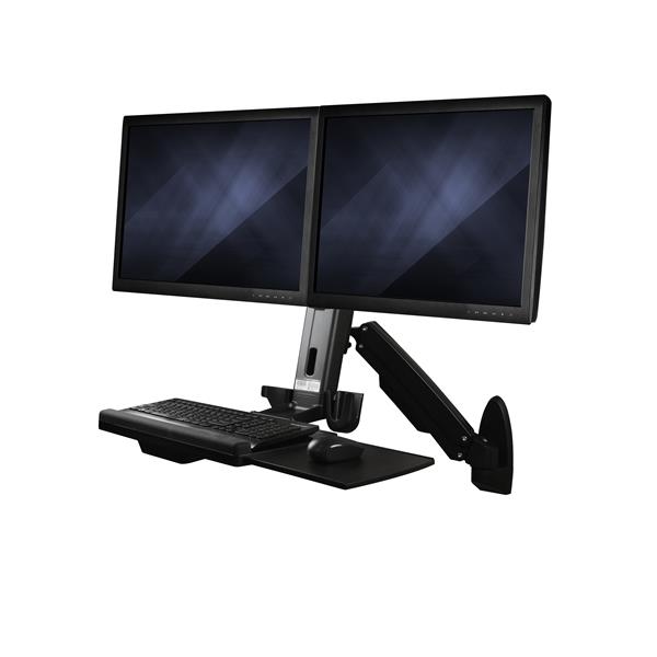 Wall Mounted Sit Stand Desk Workstation Dual Monitor Startech