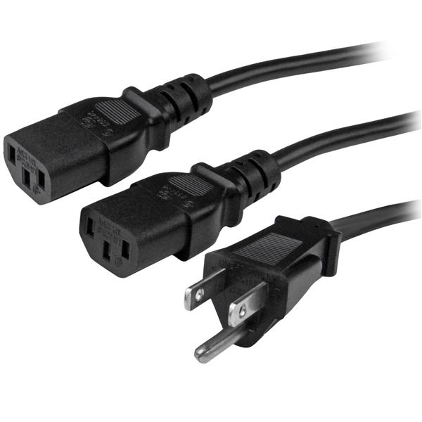 cord power cable nema splitter c13 computer monitor 15p ft startech c2g cables monitors 2x devices ac plug once multiple