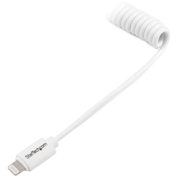 Lightning to USB Cable Coiled 0.3m (1ft) White