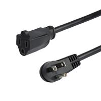 Flat Extension Cord - 5-15R to Right-Angle 5-15P - 3 ft. | StarTech.com