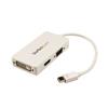 Travel A/V Adapter: 3-in-1 Mini DisplayPort to VGA DVI or HDMI Converter - White