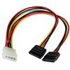 12in LP4 to 2x SATA Power Y Cable Adapter